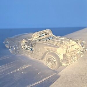 Vintage Lead Crystal 1959 Corvette By Hofbauer W/Frosted Accent Paperweight 1967
